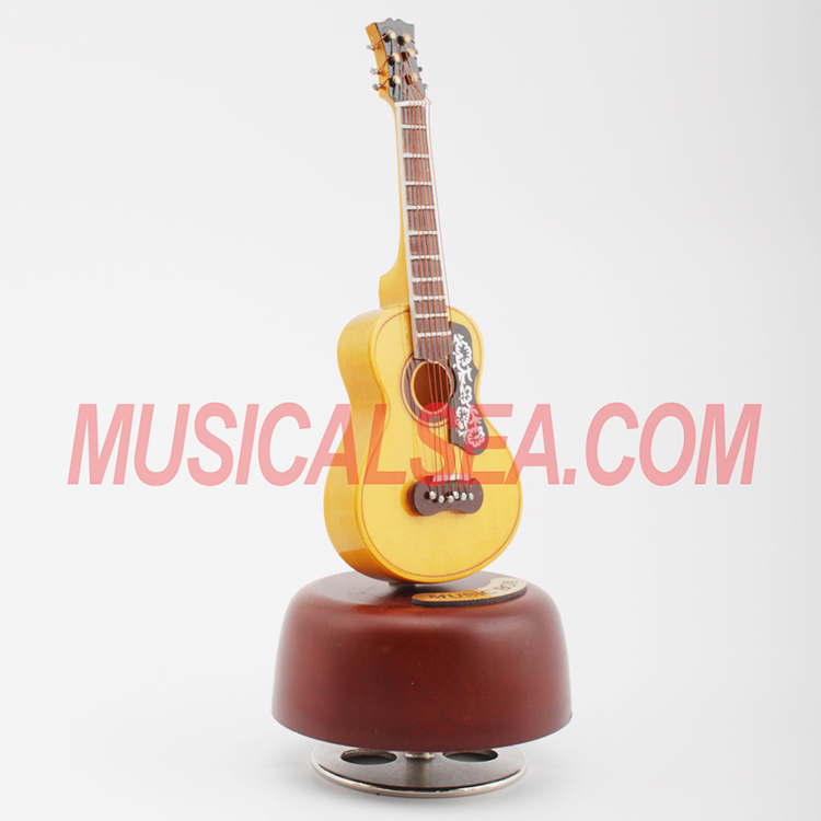 Guitar Shape custom music box hand crank play